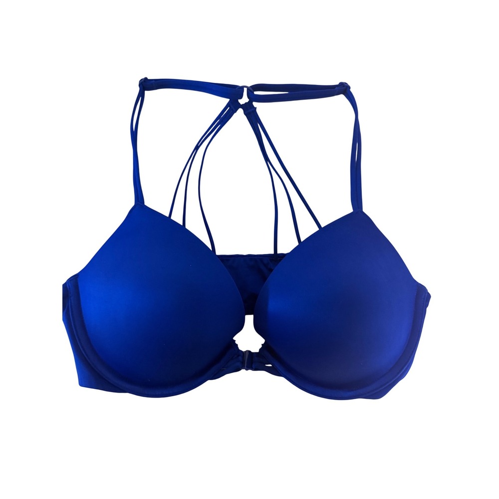 Victoria's Secret Very Sexy Push-Up Bra 34C Royal Blue Strappy Cage Back Front